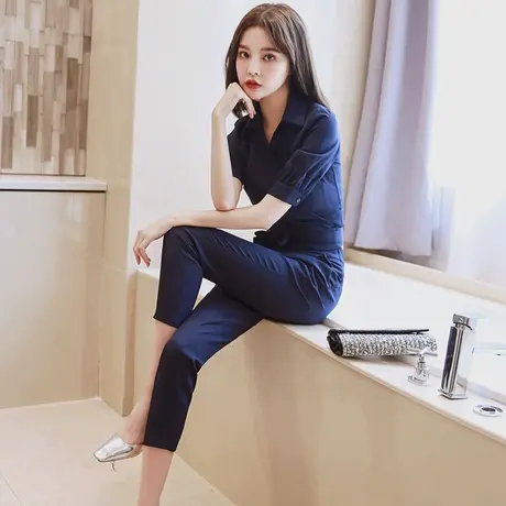 2023秋季新款工作服女装修身气质职业休闲小脚裤欧洲站时尚套装女图片