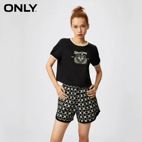 ONLY秋季新款休闲百搭设计感撞色胶印圆领套装T恤女|12239C001商品大图