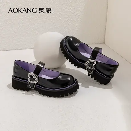 【官方直营】奥康女鞋2022秋新款玛丽珍小皮鞋真皮舒适气质百搭潮图片