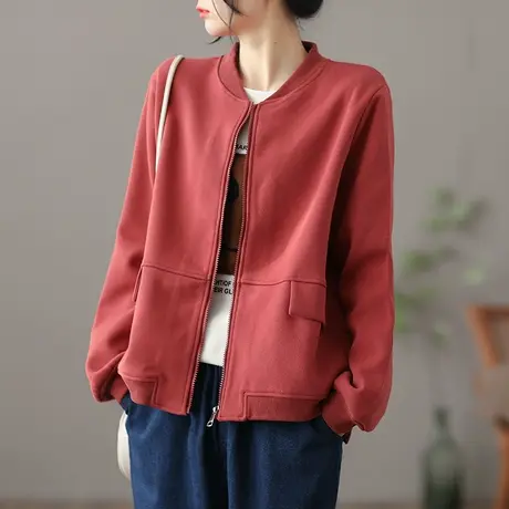 dza 文艺复古宽松短款外套女2022新款春季棒球服百搭工装夹克上衣商品大图