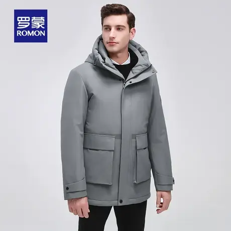 罗蒙连帽羽绒服男中长款2023冬新款加厚保暖商务休闲百搭保暖外套图片