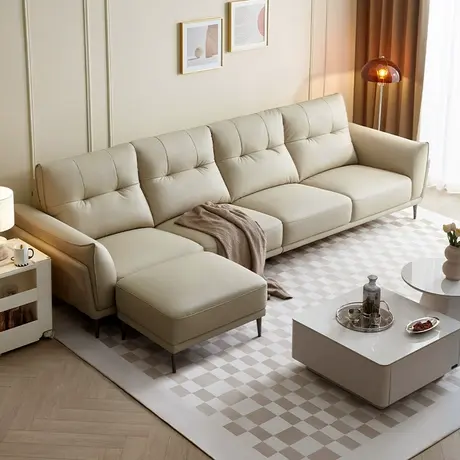 全友家居新款现代简约客厅家用小户型直排猫抓皮艺沙发商品大图