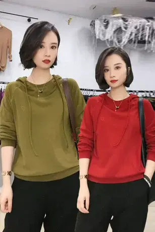 欧货连帽德绒加厚卫衣女2023秋冬新款长袖时尚保暖内搭休闲上衣潮图片