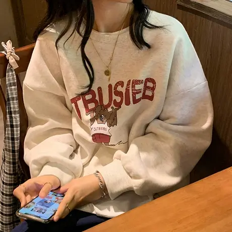 设计感卫衣女胖mm大码显瘦宽松甜酷上衣2021年新款春秋薄款外套潮商品大图