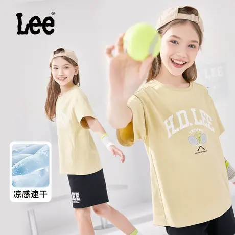 Lee童装女童短袖t恤2025新款中大童夏季速干衣儿童薄款透气体恤衫图片