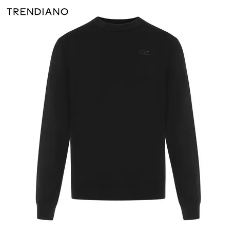 TRENDIANO经典系列绵羊毛圆领修身长袖毛织衫男2023新款冬季商品大图