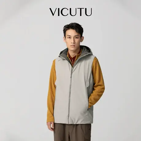 VICUTU威可多男士鹅绒连帽马甲日常商务通勤休闲舒暖时尚百搭马夹图片