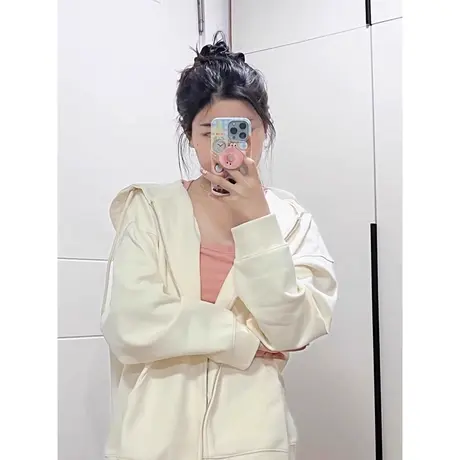 oversize连帽长袖卫衣女春秋季宽松百搭显瘦洋气减龄韩版开衫上衣商品大图