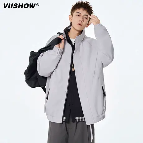 VIISHOW美式复古翻领解构工装外套男士2025秋季潮牌痞帅行政夹克商品大图