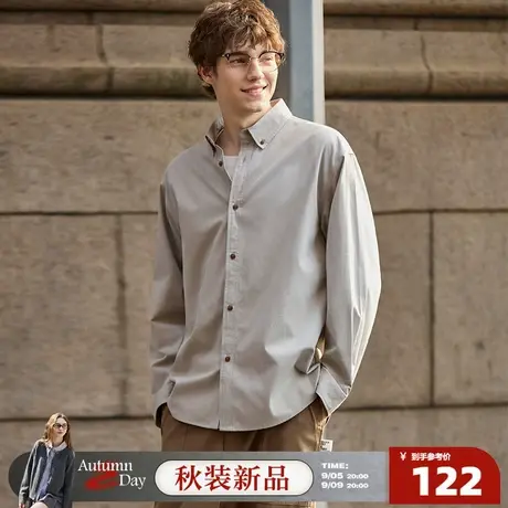 唐狮2025新款春秋长袖衬衫男翻领单口袋薄款早秋穿搭简约时尚上衣商品大图
