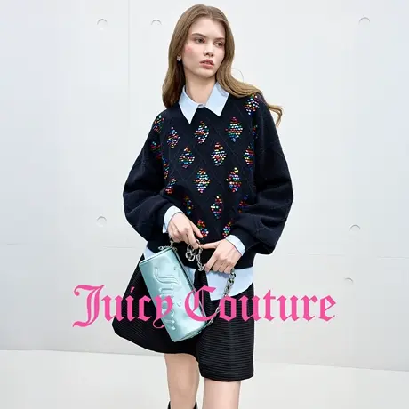 Juicy Couture橘滋针织衫女2025年秋季新款彩色亮片刺绣提花毛衣商品大图