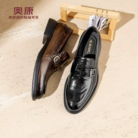 奥康 男鞋2025秋季新款乐福鞋一脚蹬商务正装套脚皮鞋门店发货商品大图