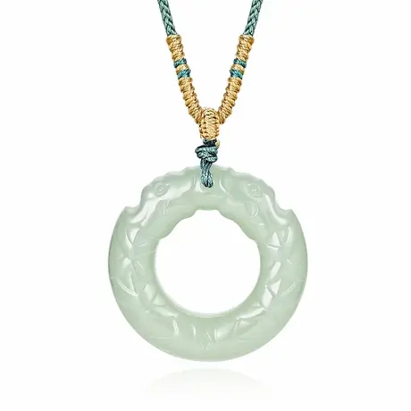 周大生官方和田青白玉项链女款平安扣玉吊坠正品情侣生日礼物商品大图