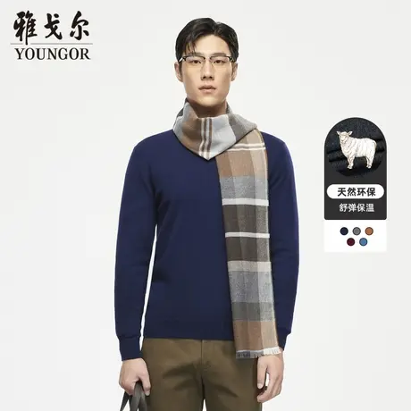 雅戈尔奥莱 男装秋冬商务休闲纯羊毛保暖套头羊毛衫商品大图