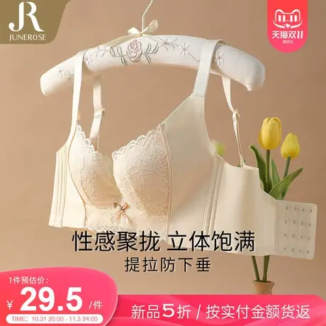 六月玫瑰收副乳防下垂文胸无钢圈内衣性感聚拢上托设计款文胸图片