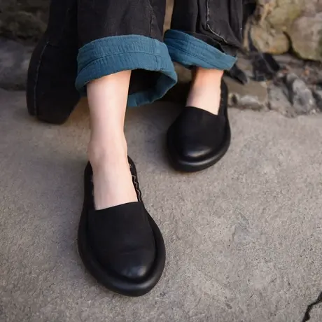 Artmu阿木原创厚底乐福鞋一脚蹬尖头单鞋真皮休闲鞋潮鞋2023新款商品大图