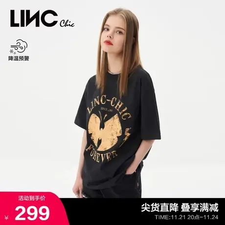 LINCCHIC金羽杰T恤女2023新款千禧风格印花短袖女T恤S232TS232Y商品大图