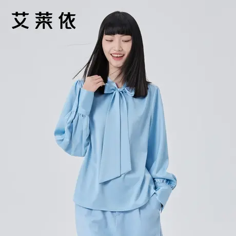 艾莱依商场同款衬衫 女早春法式上衣2023新款 蝴蝶结领设计感外套商品大图