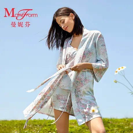 曼妮芬花园联名女夏季家居服舒适睡衣薄起居服吊带睡袍女生短裤合商品大图