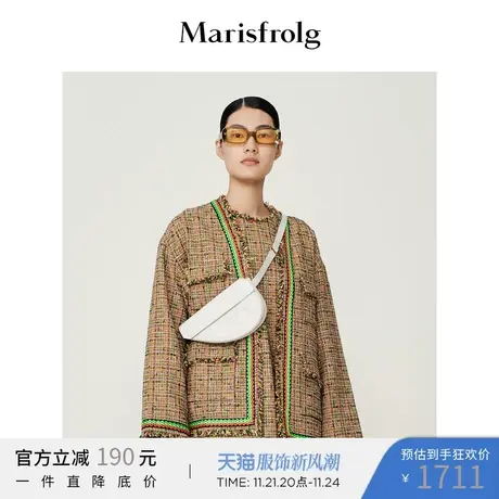 【意大利进口面料】玛丝菲尔2022秋季撞色拼条设计时尚外套图片