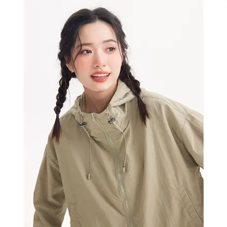 尔给连帽薄款透气短款防晒衣女2023新款夏季防晒衫外套设计感小众商品大图