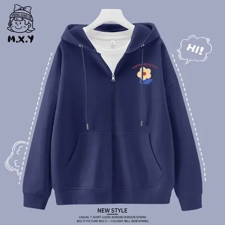 秋季连帽卫衣女秋款开衫外套宽松上衣2023年新款女装春秋薄款衣服图片