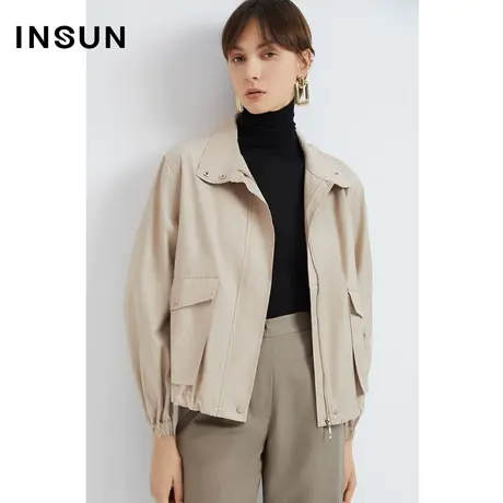 INSUN恩裳春季工装风口袋短款休闲外套商品大图