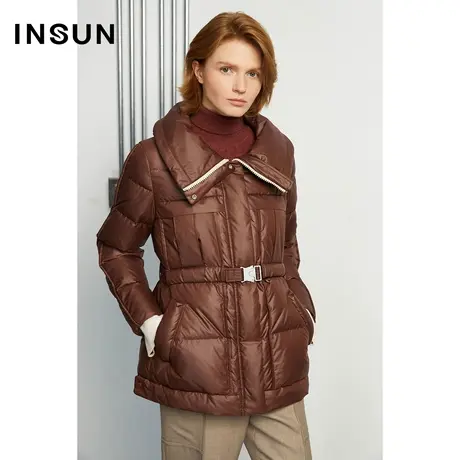 INSUN恩裳冬季白鹅绒修身短款羽绒服商品大图
