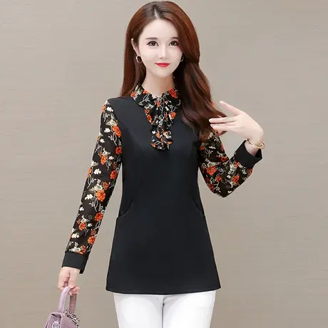 t恤女长袖上衣2023年新款打底衫春秋季大码遮肚早秋洋气小衫漂亮商品大图