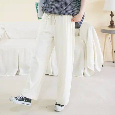 胖妹妹2025夏季新品凉凉爽滑休闲长裤 加大码显瘦垂感女长裤商品大图