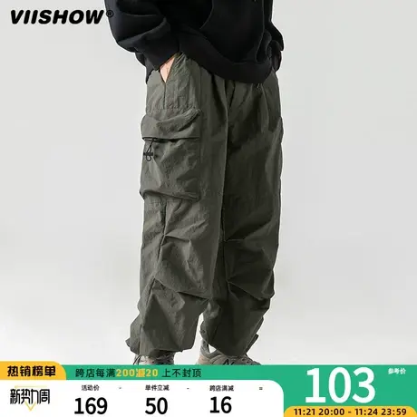 VIISHOW日系户外防泼水宽松裤秋季潮牌机能立体口袋工装休闲裤男商品大图