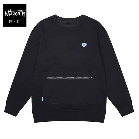 伟臣2022秋冬新品大码潮流圆领卫衣胖子加肥加大宽松袋鼠兜上衣男商品大图