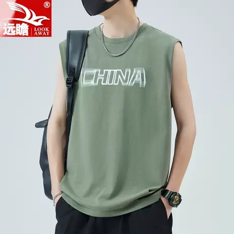 纯棉无袖t恤男士夏季薄款2023新款潮牌坎肩运动健身背心男款上衣T商品大图