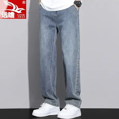 裤子男款夏季宽松直筒阔腿牛仔裤男2023新款夏天凉感男士休闲长裤商品大图