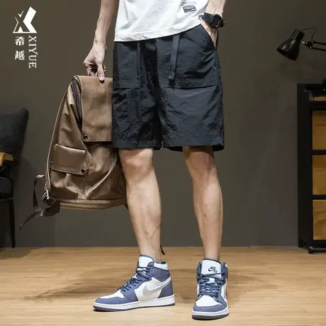 希越夏季冰丝工装短裤男轻薄宽松大码速干裤潮牌男士外穿五分裤子商品大图