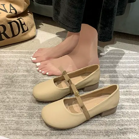 网红爆款软底玛丽珍小皮鞋2024春秋款仙女风平底浅口单鞋女豆豆鞋商品大图