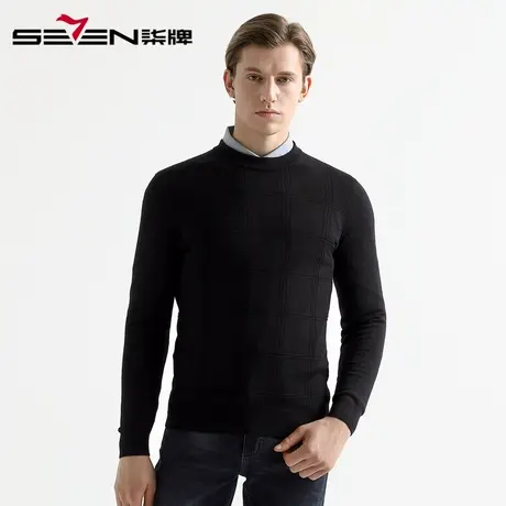 柒牌男装特价针织衫秋冬保暖圆领毛衫长袖打底衫可机洗毛衫图片