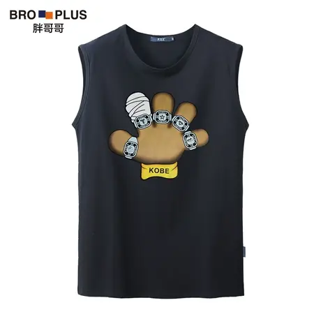 胖哥哥大码无袖背心男夏季宽松坎肩肥佬运动汗衫加肥加大胖子t恤图片