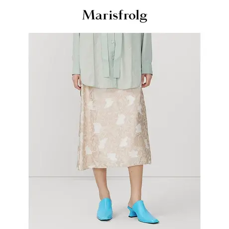 【艺术匠坊】玛丝菲尔时尚气质百搭抽象提花花稿显瘦A版半身裙女图片