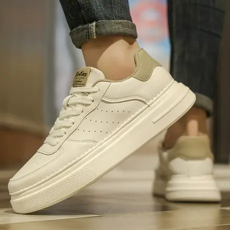 莆田男鞋2024新款春夏季潮流百搭小白鞋男款韩版运动真皮麦昆板鞋商品大图