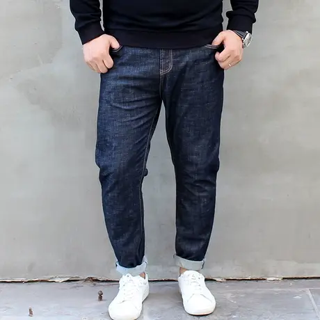 秋季新款普洗特大号弹力修身韩版小脚加肥加大码男士牛仔裤长裤图片