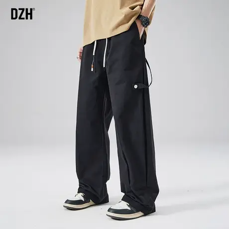 男生黑色纯棉裤子男款美式高街春秋工装裤宽松2024新款休闲阔腿裤商品大图