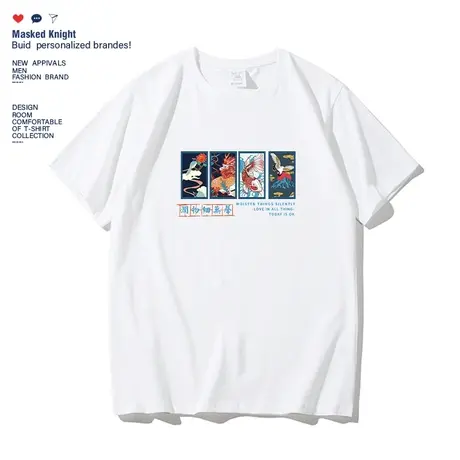 港风潮牌中国风国潮印花t恤男短袖夏季学生宽松休闲圆领半袖体恤图片