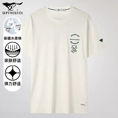 七匹狼狼族部落2023夏季新品短袖圆领T恤男士时尚潮流宽松休闲短T图片