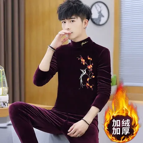保暖内衣男金丝绒套装秋冬季加厚加绒打底衫青少年学生秋衣秋裤商品大图