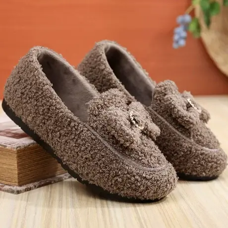 豆豆棉拖鞋冬季女包跟家居棉鞋2023年新款豆豆鞋女士带后跟女拖鞋商品大图