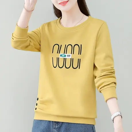 时尚设计感圆领卫衣女春秋2023年新款舒适显瘦上衣服长袖衫外套潮图片