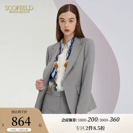Scofield女装秋季新品通勤商务西装领后开叉西装短款外套职业西服商品大图