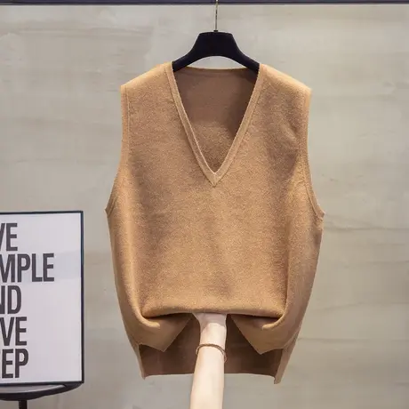 细针v领针织马甲背心女2023秋装新款宽松外穿马夹外搭毛衣坎肩潮商品大图