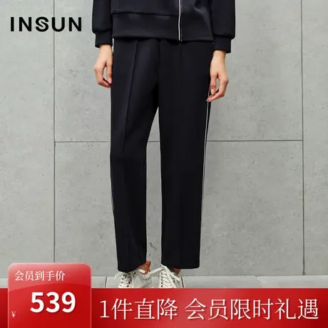 恩裳2023秋季新款时尚宽松解构分割线设计空气层休闲裤女商品大图